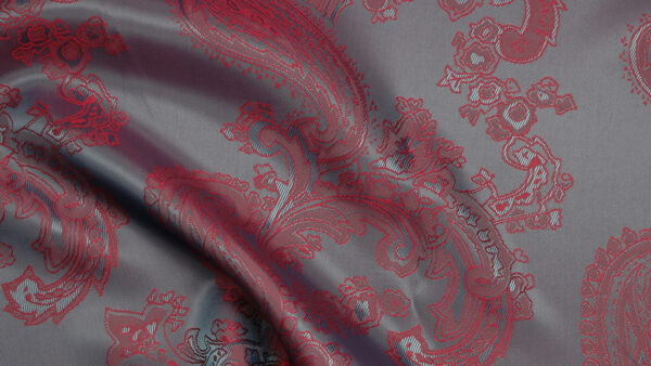 HTL 7028 - Large Paisley Dk Grey with Ruby