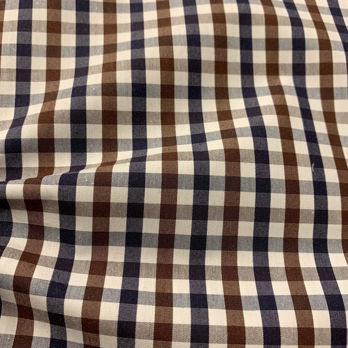 HTS47 - Brown and Navy Gingham - Huddersfield Textiles