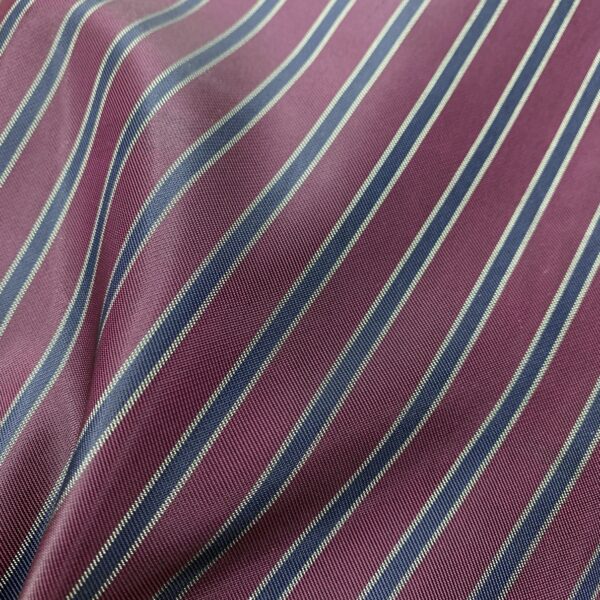 SAL90 - Maroon W/ Navy & Gold Thick Stripe Linen Poly Blend
