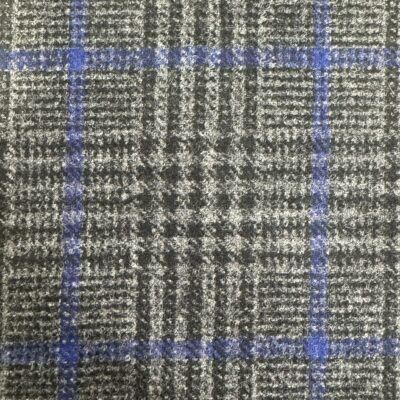 SAL278 - GREY W/ BLACK & BLUE CHECK FLANNEL (360 Grams / 13 oz)