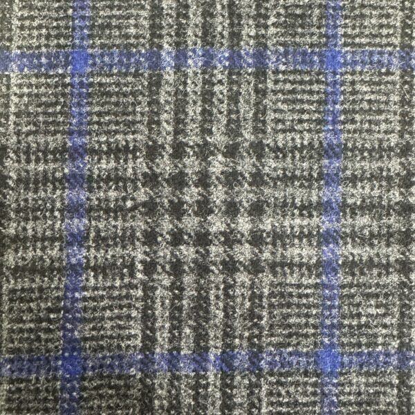 SAL278 - GREY W/ BLACK & BLUE CHECK FLANNEL (360 Grams / 13 oz)