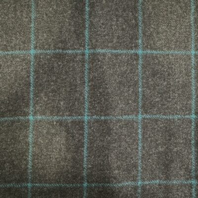 SAL284 - CHARCOAL W/ TEAL CHECK FLANNEL (360 Grams / 13 oz)