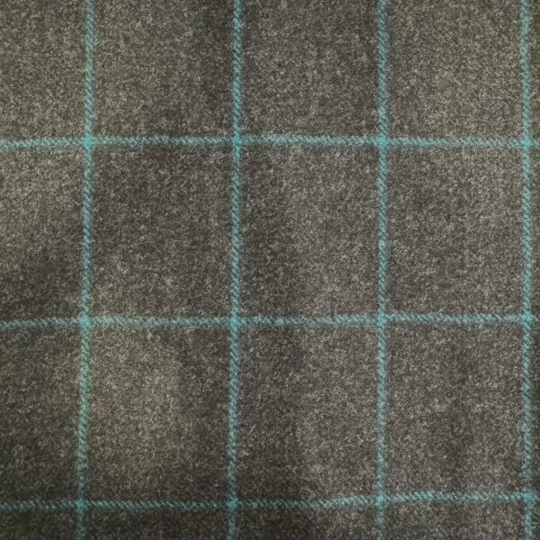 SAL284 - CHARCOAL W/ TEAL CHECK FLANNEL (360 Grams / 13 oz)