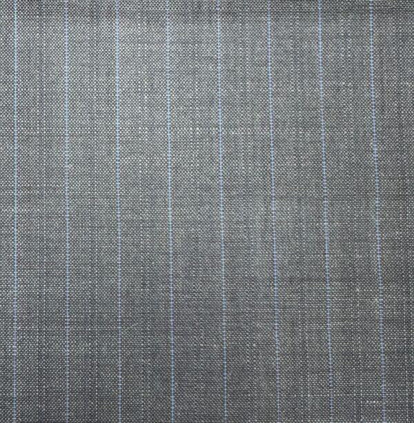 SAL323 - GREY W/ BLUE STRIPE SUPER 120' & MOHAIR (220 Grams / 7.5 oz)