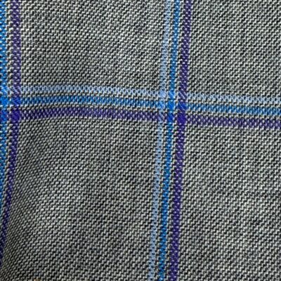 SAL331 - GREY W/ BLUE & PURPLE CHECK 100% WOOL (280 Grams / 10 oz)