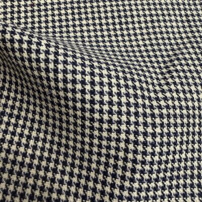 SAL335 - NAVY & WHITE HOUNDSTOOTH 30% WOOL 70% LINEN (240 Grams / 8.5 oz)