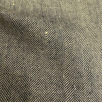 SAL336 - BROWN & BLACK HERRINGBONE 30% WOOL 70% LINEN (240 Grams / 8.5 oz)