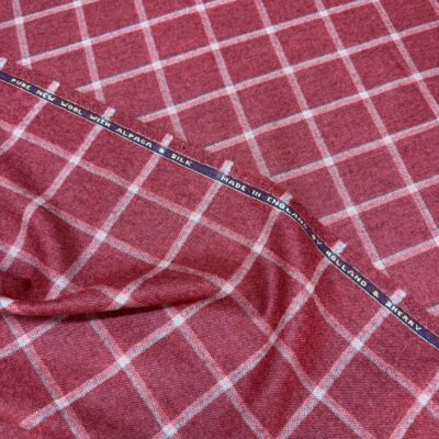 SAL346 - RED W/ OVERCHECK 30% ALPACA, 20% SILK, 50% WOOL (300 Grams / 10.5 oz)