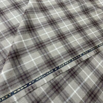 SAL348 - STONE W/ WHITE & DK PURPLE CHECK 100% WOOL (280 Grams / 10 oz)
