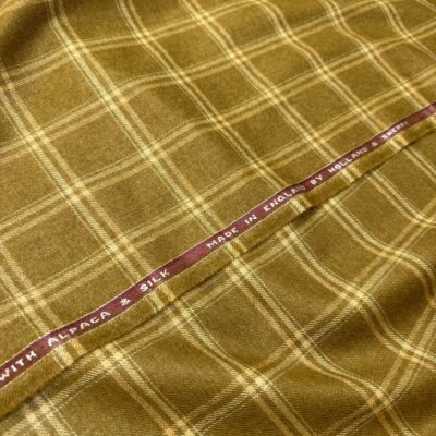 SAL349 - MUSTARD OVERCHECK 30% ALPACA, 20% SILK, 50% WOOL (300 Grams / 10.5 oz)
