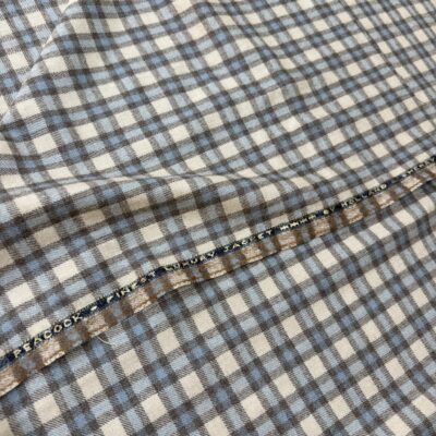 SAL356 - CREAM W/ BLUE & BROWN CHECK 100% WOOL (280 Grams / 10 oz)