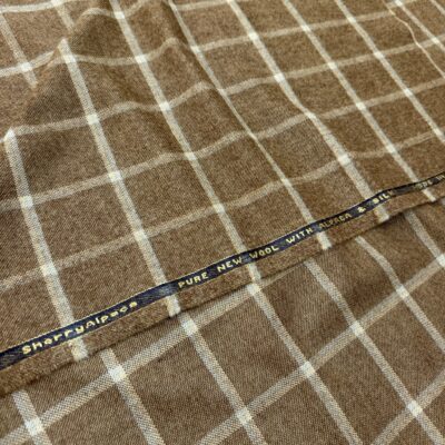 SAL359 - BROWN CHECK 30% ALPACA, 20% SILK, 50% WOOL (300 Grams / 10.5 oz)