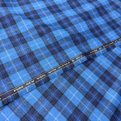 SAL360 - BLUE CHECK 30% ALPACA, 20% SILK, 50% WOOL (300 Grams / 10.5 oz)
